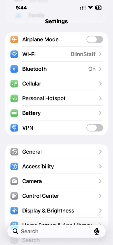 iPhone Settings screen showing the General option
