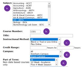 Subject and Course Number